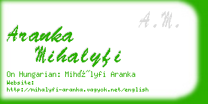 aranka mihalyfi business card